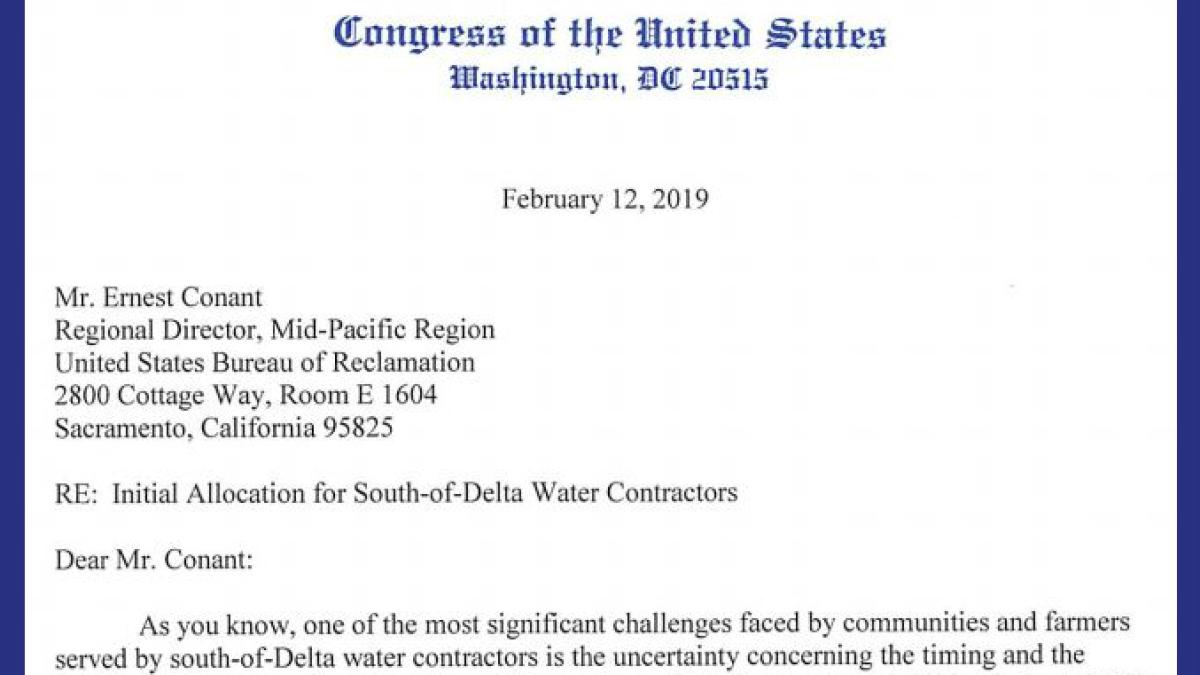 Sen. Feinstein, Reps. Costa, Cox Send Letter Urging Additional Water for Valley Farmers Following High Snowfall