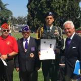 Congressman Costa with Dan Payne of Marine Corps League Detachment 14, Commander of the Military Order of the Purple Heart George Ruiz, and Junior ROTC Cadet Abrahman Hernandez at the 2017 Veterans Liberty Cemetery Memorial Day ceremony in Fresno