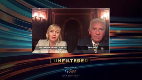 Image of Rep. Costa talking on video