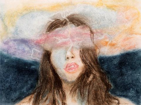 Thalia Garcia, Madera High School, Title of Work: “Head in the Clouds”, Medium: Pastel