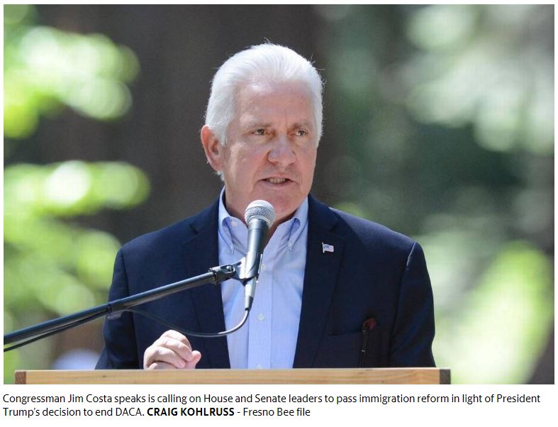 Congressman Jim Costa speaks, calling on House and Senate leaders to pass immigration reform in light of President Trump's decision to end DACA -- CRAIG KOHLRUSS, Fresno Bee file