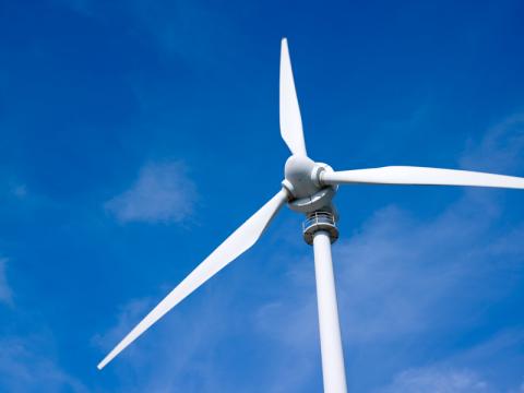 Wind turbine and blue sky